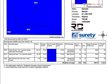 LIVE & ONLINE AUCTION - Tract 2 of 5 - 157+/- Acres In Barton County Kansas