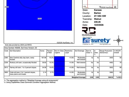 LIVE & ONLINE AUCTION - Tract 3 of 5 - 237.5+/- Acres In Barton County Kansas