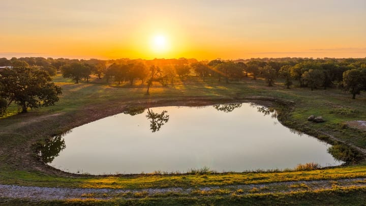 4 Welch Ranch, mature oak trees, hardwood trees, ponds, native grasses, electric, Main House, Barndominium, shop