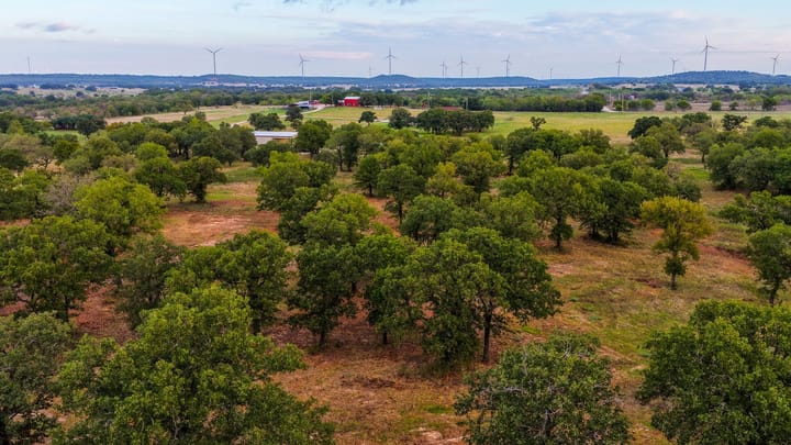 4 Welch Ranch, mature oak trees, hardwood trees, ponds, native grasses, electric, Main House, Barndominium, shop