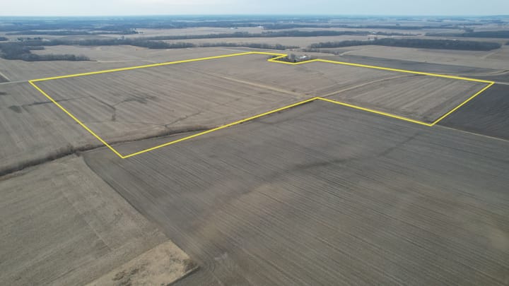 Property boundary 131.66 acres of sold farmland in Shelby  County, Illinois