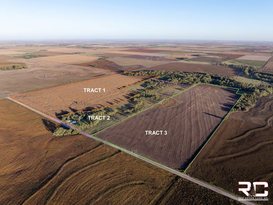 AUCTION: 150 +/- Acres Of Tillable, Hunting, & Home W/ Garage - Selling In 3 Tracts Near Plainville Lake In Rooks County, KS