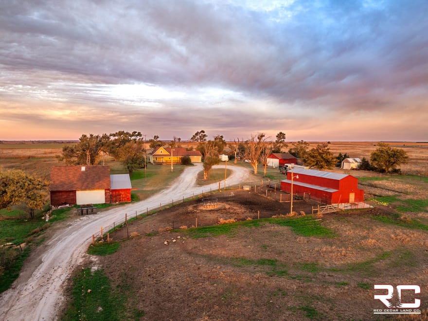 "Country Living" Family Home On 11 Acres With Outbuildings In Rooks County, KS Near Webster Lake